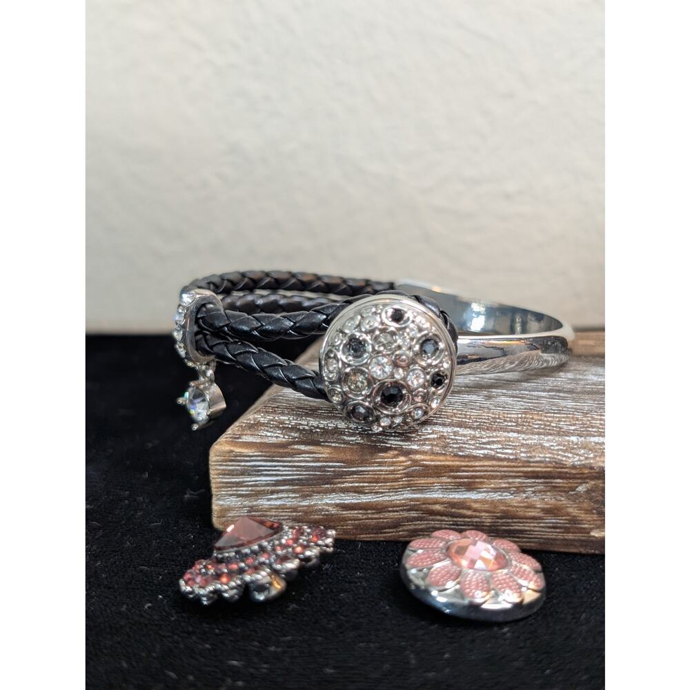 Ginger Snaps Leather Silver Tone Button Clasp Rhi… - image 8